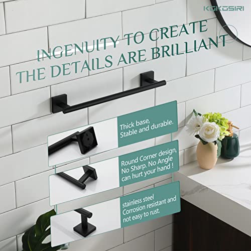 KOKOSIRI Bathroom Towel Bars 16 Inch Towel Rail Matte Black 40CM Hand Towel Holder for Bath Kitchen Wall Stainless Steel B4005BK-L16 - color: Matte Black, size: 16-Inch