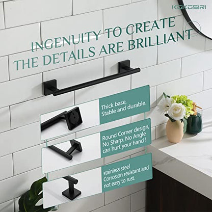 KOKOSIRI Bathroom Towel Bars 16 Inch Towel Rail Matte Black 40CM Hand Towel Holder for Bath Kitchen Wall Stainless Steel B4005BK-L16 - color: Matte Black, size: 16-Inch