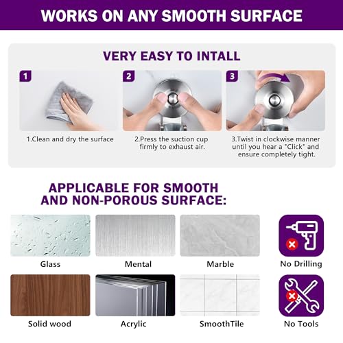 JOMOLA Suction Cup Shower Holder, Adjustable Stainless Steel Shower Head Holder with Strong Suction Cup for Different Wall, Universal Handheld Shower Bracket - style: Brushed Silver
