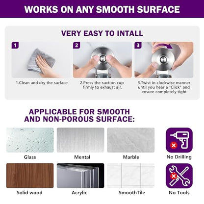 JOMOLA Suction Cup Shower Holder, Adjustable Stainless Steel Shower Head Holder with Strong Suction Cup for Different Wall, Universal Handheld Shower Bracket - style: Brushed Silver