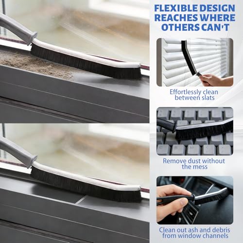 Crevice Cleaning Brush Set，Grill Brush，Hard Bristle Crevice Cleaner Connected to Mineral Water Bottle，for use in: Kitchen, Bathroom Sinks and Corners, Crevices, Window Tracks, and Tight Spaces.4pcs