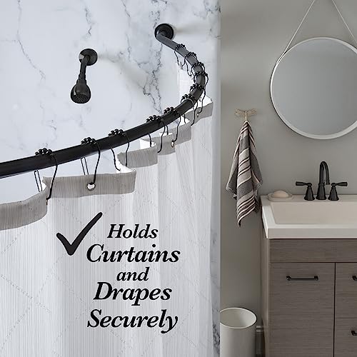 Bath Bliss Curved Shower Rod | Adjustable 42"-72" Inch | Bathroom Shower Curtain and Liner Rod | 33% More Space | Wall Mounted | Easy Installation | Matte Black - color: Matte Black