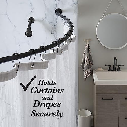 Bath Bliss Curved Shower Rod | Adjustable 42"-72" Inch | Bathroom Shower Curtain and Liner Rod | 33% More Space | Wall Mounted | Easy Installation | Matte Black - color: Matte Black