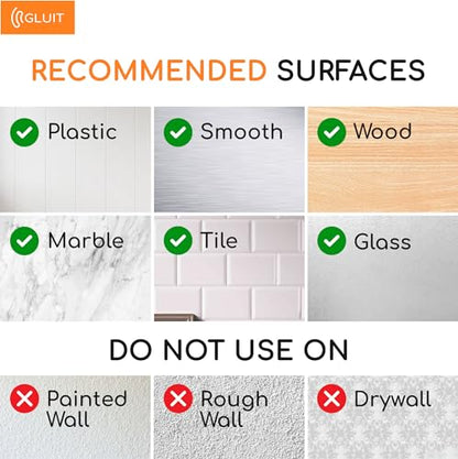 Adhesive Wall Hooks for Hanging, Heavy Duty No Drill, 22 lbs, 12 Pack | GLUIT Adhesive Wall Hooks for Hanging, Transparent Waterproof Sticky Towel Hook for Bathroom Kitchen Home Outdoor - size: Large, 12 pcs