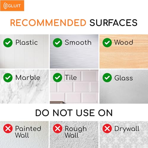 Adhesive Wall Hooks for Hanging, Heavy Duty No Drill, 22 lbs, 18 Pack | GLUIT Adhesive Wall Hooks for Hanging, Transparent Waterproof Sticky Towel Hook for Bathroom Kitchen Home Outdoor - size: Large, 18 pcs