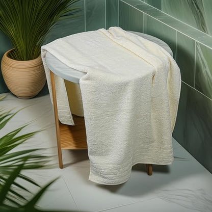 4 Piece Extra Large Bath Towels 30 x 60 Inches, Cream | 100% Cotton, Larger & Lighter Weight, Quicker to Dry, Super Soft and Absorbent, Perfect for Bathroom - color: Cream