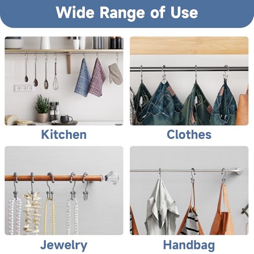 Titanker Shower Curtain Hooks Rings, Rust-Resistant Metal Double Glide Shower Hooks for Bathroom Shower Rods Curtains, Set of 12 Hooks - Neutral Gray - color: Neutral Gray, style: Modern
