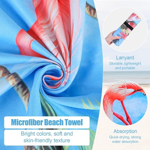 Oversized Microfiber Beach Towel Thin, Hawaiian-Inspired Flamingos Double Sided Printed Absorbent Compact Towel 1PC, Large Soft Swim Beach Towels for Women Men Adults, Summer Vacation Bath, 35"x71" - style: Hawaiian-Inspired Flamingos