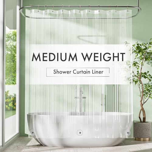 Long Shower Curtain Liner with Magnets, 72 x 78 Plastic Clear Shower Liner PEVA Waterproof Medium Weight Inside Shower Curtains Liner for Bathroom with Rustproof Grommets - color: Clear, size: 72"W x 78"L (Pack of 1)