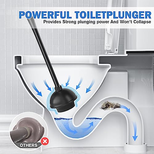 Toilet Plunger and Brush Set, Bowl Brush and Heavy Duty Toilet Brush with Ventilated Holder, 2-in-1 Toilet Brush and Plunger Combo for Bathroom Deeply Cleaning - color: Style 3