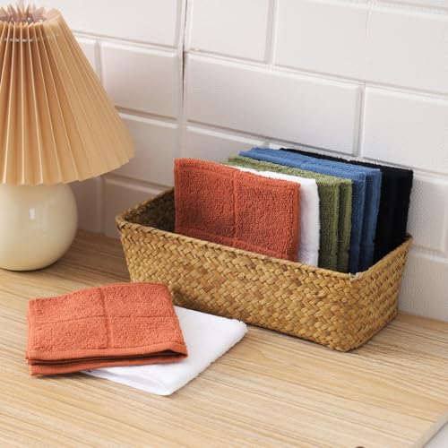Glynniss Dishcloths Kitchen Highly Absorbent Dish Rags 100% Cotton Dish Cloths for Washing Dishes, Cleaning (11 x 11 Inches, 24 pcs, White) - color: White