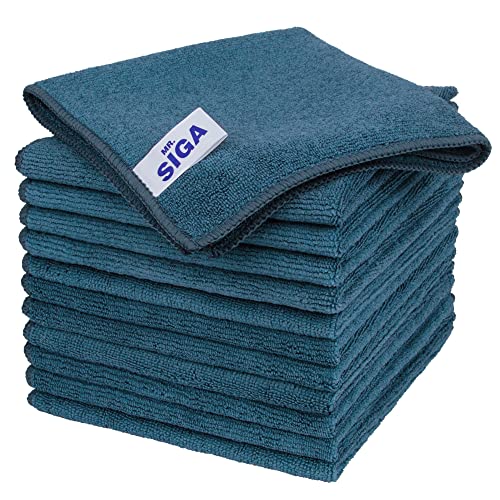 MR.SIGA Microfiber Cleaning Cloths, Streak Free Microfiber Towels, 12 Pack | All-purpose microfiber cloths, ultra absorbent, reusable household cleaning towels, Light Teal, 32 x 32 cm(12.6 x 12.6 inch) - color: Light Teal