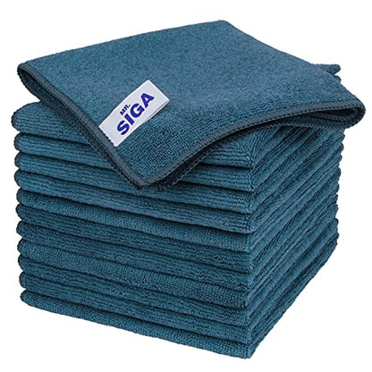 MR.SIGA Microfiber Cleaning Cloths, Streak Free Microfiber Towels, 12 Pack | All-purpose microfiber cloths, ultra absorbent, reusable household cleaning towels, Light Teal, 32 x 32 cm(12.6 x 12.6 inch) - color: Light Teal