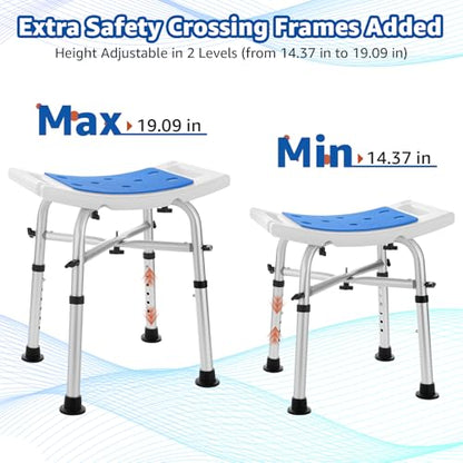 Shower Chair Bath Stool Seat 350 Lbs | Height Adjustable Bath Bench with Padded Seat for Seniors,Shower Stool Chair for Inside Shower (Blue) - color: Blue