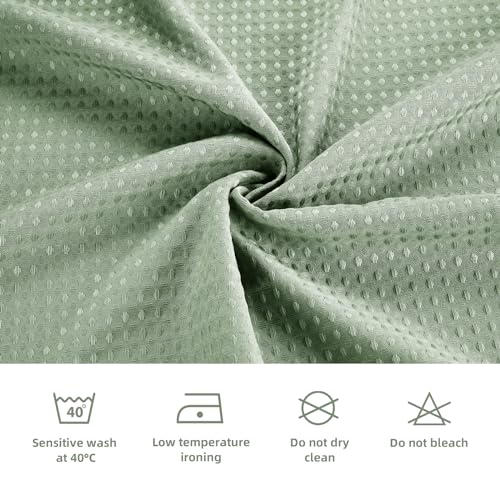 LaCyan Waterproof Waffle Shower Curtain, 258GSM Heavy Duty 3 Piece Set with Clear Liner and 6 Stainless Steel Hooks, Polyester Fabric Shower Curtains for Bathroom, Machine Washable, 36x72 Inch, Green - color: Green, size: 36"W x 72"L (Pack of 1)