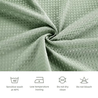 LaCyan Waterproof Waffle Shower Curtain, 258GSM Heavy Duty 3 Piece Set with Clear Liner and 6 Stainless Steel Hooks, Polyester Fabric Shower Curtains for Bathroom, Machine Washable, 36x72 Inch, Green - color: Green, size: 36"W x 72"L (Pack of 1)