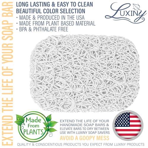 Soap Savers for Bar Soap, American Made by Luxiny, Lifts Soap in Soap Dishes & Shower Soap Holders -Handmade Soap Lasts Longer -Made from Plant Based Materials (Cloud White) - color: White