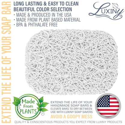 Soap Savers for Bar Soap, American Made by Luxiny, Lifts Soap in Soap Dishes & Shower Soap Holders -Handmade Soap Lasts Longer -Made from Plant Based Materials (Cloud White) - color: White