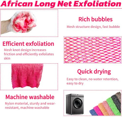SPMKTBOZAI African Net Sponge Authentic, African Exfoliating Sponge Real African Net Black Owned, African Bath Sponge Back Scrubber, Body Exfoliator Shower Bath Accessories (Rose Pink) - color: Rose Pink