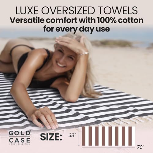 Gold CASE Turkish Beach Towel Set of 5 – 100% Cotton Beach Towels Oversized 70x38'' – MYRA Quick Dry Swim Towel – Lightweight Turkish Towels Set in Grey - color: Grey, size: Beach-Bath Towel Set of 5