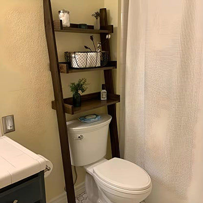 Over-the-Toilet Ladder Shelf - Space-Saving Bathroom Storage Solution (Natural)