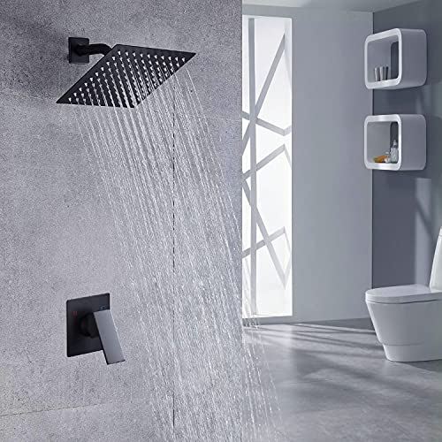 Voolan Rain Shower head, High Pressure Shower Head Made of 304 Stainless Steel, Relaxed Shower Experience Even at Low Water Flow and Pressure (6" Black) - color: Matte Black, size: 6 Inch