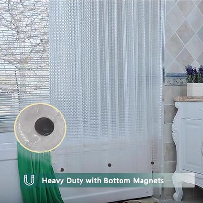 Clear Shower Curtain Liner, 100% Waterproof EVA 3D Shower Curtains with 3 Duty Heavy Bottom Magnets and 12 Rust Proof Grommets, 72x72 Weighted Shower Liner for Shower Stall, Bathtubs - color: Clear Square