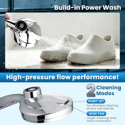High Pressure Magnetic Filtered Shower Head with Handheld, Chrome | Detachable Showerhead with 72-Inch Hose, 10 Mode, Power Jet, 5-Inch Face, Anti-Clog Nozzles, Hard Water Softening Filter