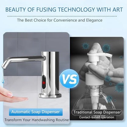 Automatic Soap Dispenser Touchless for Kitchen and Bathroom, Sink Built in Commercial Electric Soap Dispenser,Upgraded Infrared Sensors, with Bottle and Pump Electroplated 33.81oz/1000ml - size: Drip-Silvery