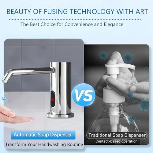 Automatic Soap Dispenser Touchless for Kitchen and Bathroom, Sink Built in Commercial Electric Soap Dispenser,Upgraded Infrared Sensors, with Bottle and Pump Electroplated 33.81oz/1000ml - size: Drip-Silvery