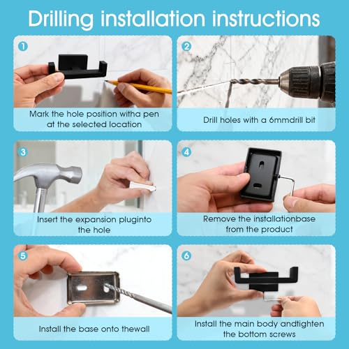 Double Towel Hook, Wall Mount, Matte Black | 304 Stainless Steel, Rust-Resistant, 2-Prong, 2.76" Hook Depth, for Bathroom/Kitchen/Pool, Rectangular Grip Prevents Slipping