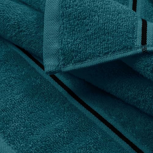 MyOwn Ultra Soft 6 Pack Cotton Towel Set, Contains 2 Bath Towels 28x55 inch, 2 Hand Towels 16x24 inch & 2 Wash Coths 12x12 inch, Ideal Everyday use, Compact & Lightweight - Teal - color: Teal, size: 6 Piece Set