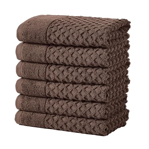 Great Bay Home Hand Towels - 100% Cotton 6 Pack 26x16 Hand Towel Set - Absorbent, Durable, Quick-Dry Towels for Bathroom (Chocolate) - color: 19 Chocolate, size: Hand Towel (Pack of 6)