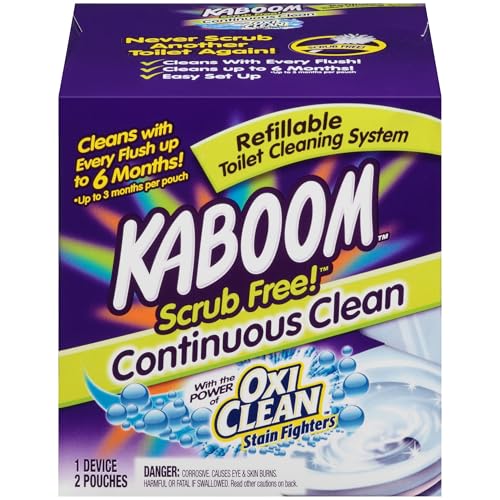 Kaboom Scrub Free! Toilet Bowl Cleaner System with 2 Refills | Continuous Toilet Bowl Cleaner, Scrub Free, Safe for Septic Systems - style: Continuous Clean System