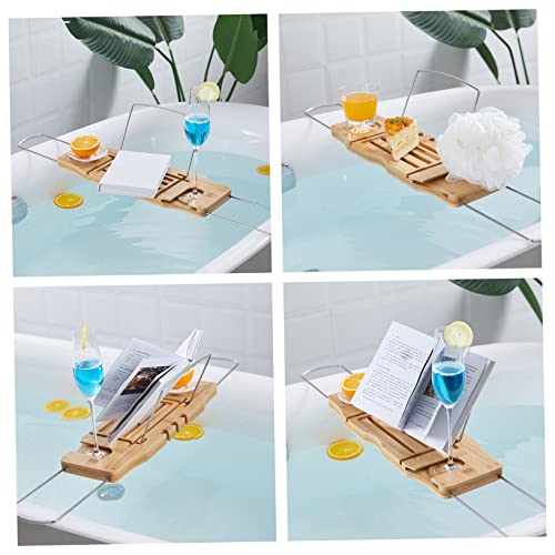 Expandable Bamboo Bathtub Shelf Bath Tray for Tubs Storage Organization