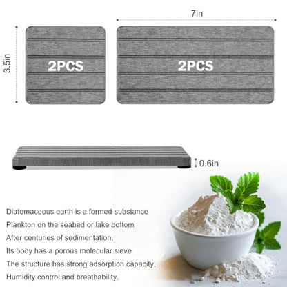 4PCS Stone Drying Tray for Bathroom Sink and Kitchen Counter, Fast Drying Diatomite Stone Sink Tray Soap Trays, Diatomaceous Coaster, Water Absorbing Stones Trays for Sinks - color: Gray 4stripes