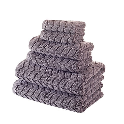 BAGNO MILANO Turkish Cotton Bath Towels, Hand Towels - Soft Plush Jacquard Collection - Highly Absorbent Towel Set (Grey, 4 Pcs Hand Towel Set) - color: Grey, size: 4 pcs Hand Towel Set