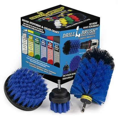 Blue Medium Stiffness Boat Brush Cleaning Set - Pool Liner Cleaning Tools Supplies - Pool Cleaner - Professional Aquarium Cleaner Set - Car Wash Detailing and Scrubbing Brush Kit – Boat Scrubber - color: Blue