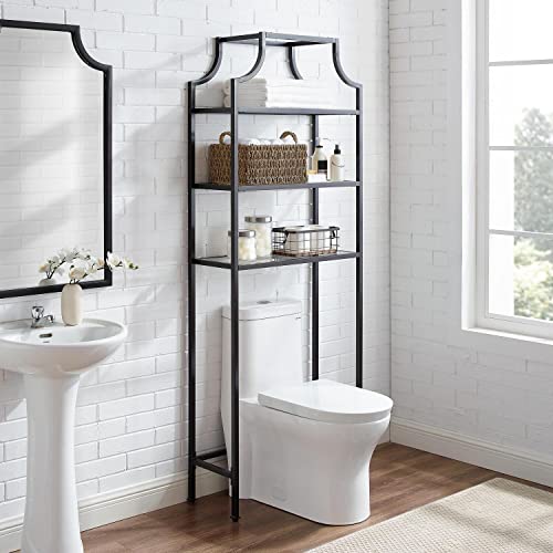 Modern Bathroom Space Saver Cabinet - Oil Rubbed Bronze, Pagoda Style Storage, Tall Linen Tower