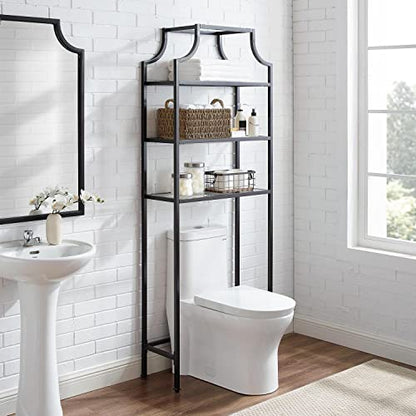 Modern Bathroom Space Saver Cabinet - Oil Rubbed Bronze, Pagoda Style Storage, Tall Linen Tower