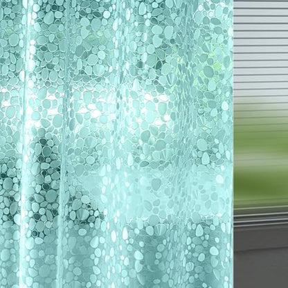 Ga-Geetopia EVA Teal Thin Shower Curtain Liner, Pebble Pattern 72x72 Inch Lightweight Plastic Bathroom Shower Showroom Inner Curtain with Rustproof Metal Grommets and Weighted Magnets(NO Hooks) - color: Teal, size: 72"W x 72"L (Pack of 1)
