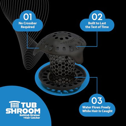 TubShroom Ultra Stainless Steel Drain Protector, Hair Catcher Strainer for Bathroom Tub and Shower, Matte Black, 1-Pack - style: Matte Black