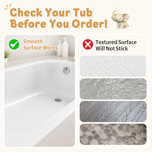 Baby Bath Mat for Tub Non Slip Kids, BPA Free Extra Long Bathtub Mat 40x16 with Drain Holes and 200 Suction Cups, Non Toxic Machine Washable Toddler Bath Mat, Eco-Friendly Certified - color: Y-grassland