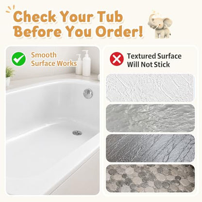 Baby Bath Mat for Tub Non Slip Kids, BPA Free Extra Long Bathtub Mat 40x16 with Drain Holes and 200 Suction Cups, Non Toxic Machine Washable Toddler Bath Mat, Eco-Friendly Certified - color: Y-grassland