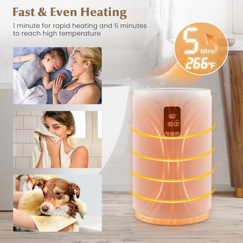 Giantex Towel Warmer Bucket for Bathroom, 20L Large Blanket Warmer with 0.5-24H Delay Timer, 30/60/90 Mins Heating Time & LED Light, Luxury Hot Towel Heater for Two 45" x 70" Oversized Towels, Bathrob