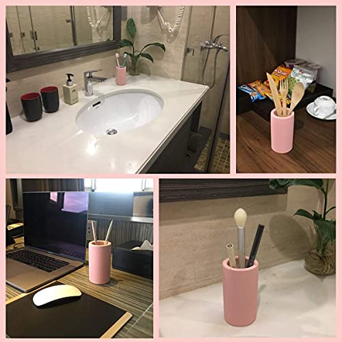 Handmade Diatomite Drying Stone Toothbrush Holder Stand (Pink) | Modern Ceramic-Look Cup, Quick Drying Electric Toothbrush, Toothpaste, Razor, Comb Organizer for Bathroom Countertop - color: Pink