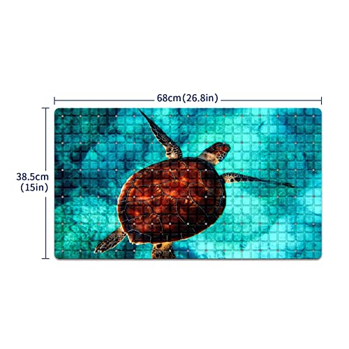 Bath Tub Mat Non Slip Shower Mat Sea Turtle Extra Long Bathtub Mat 26.8x15 inches Bathroom Bath Mat with Suction Cups Drain Holes Machine Washable - color: Sea Turtle