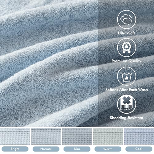 Madison Park 800GSM 100% Cotton Bathroom Bath Towel Set of 8, Light Blue | Long Staple, Highly Absorbent, Durable Hotel Spa Quality, Quick Dry, Double Stitched Hems, Lint Reducing, OEKO-TEX Certified - color: Light Blue, size: Multi-Sizes