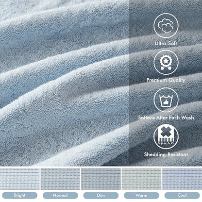 Madison Park 800GSM 100% Cotton Bathroom Bath Towel Set of 8, Light Blue | Long Staple, Highly Absorbent, Durable Hotel Spa Quality, Quick Dry, Double Stitched Hems, Lint Reducing, OEKO-TEX Certified - color: Light Blue, size: Multi-Sizes