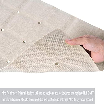 Webos Foldable Non Slip Silicon Bath Mat Bathtub mat no Suction Cups for Textured Tub and Reglazed Tub(Foldable-Beige, 28-inch x 14-inch) - color: Foldable-beige